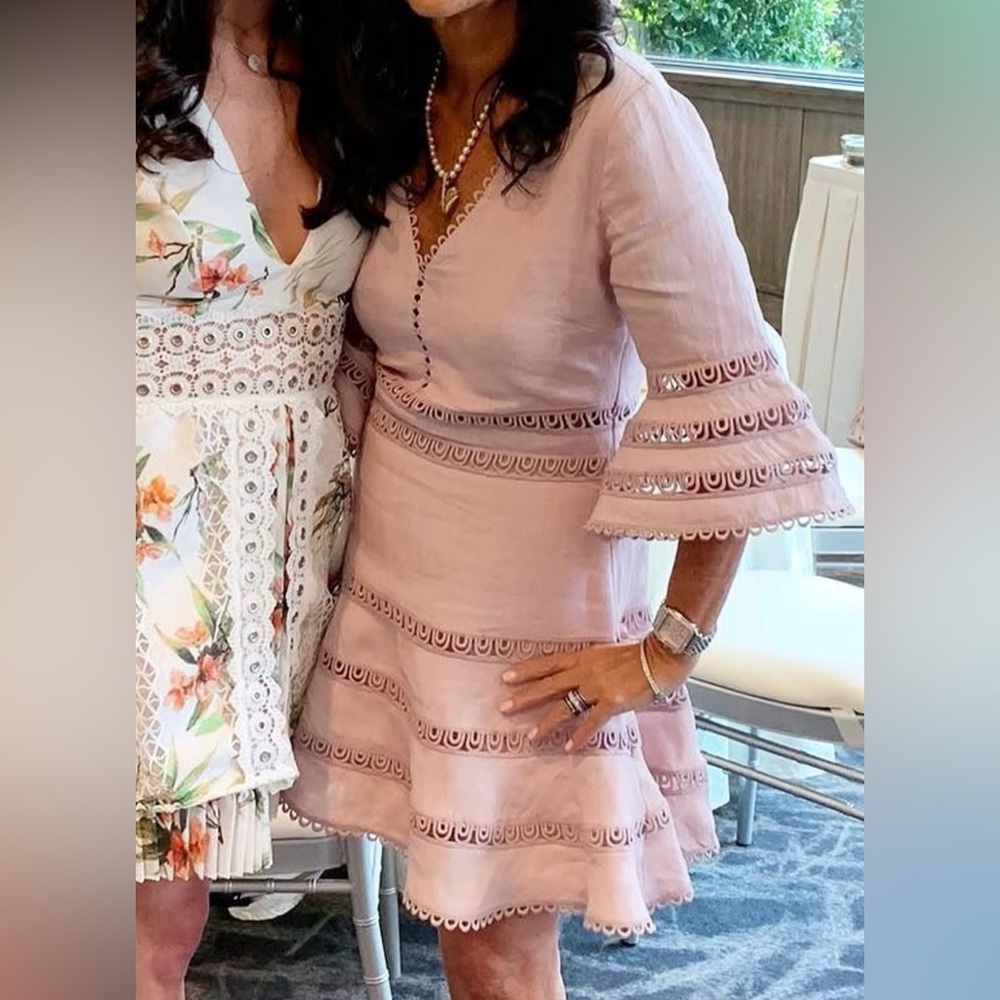 Saylor Pink Linen Cocktail Dress